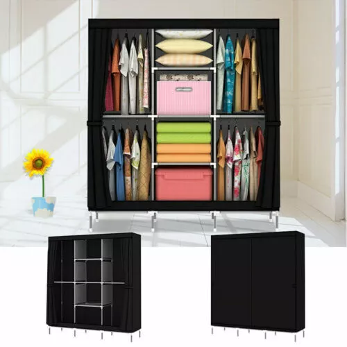 Large Portable Clothes Closet Wardrobe Storage Cabinet Organiser Unit with Shelf 3