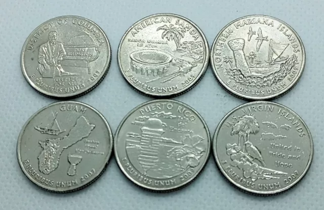 2009 US Territories Quarters Complete Set Mixed Mint Mark All (6) Coins