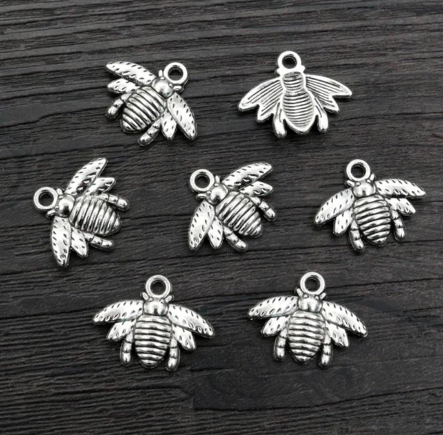 5 - 20 Stück Bienen Hummel Anhänger Charms AntikSilber Bronze Gold 20 mm x 16 mm