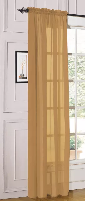 1 Piece Sheer Voile Rod Pocket Window Panel Curtain Drapes Many Sizes & Colors