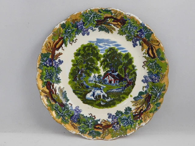 Assiette Anglaise British Scenery Decor Repeint Diam 19Cm 4M05