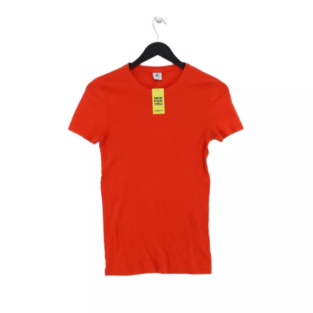 Petit Bateau Women's T-Shirt S Orange 100% Other Short Sleeve Round Neck Basic