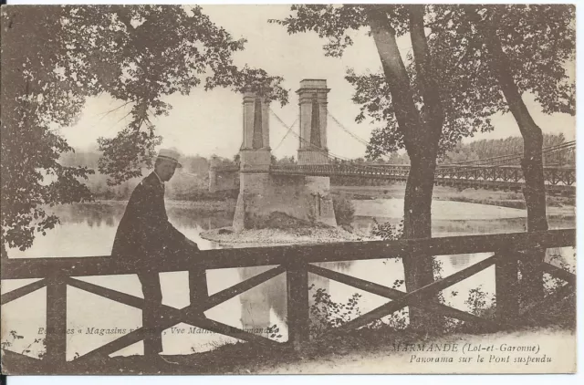 CPA 47 - MARMANDE - panorama sur le pont suspendu