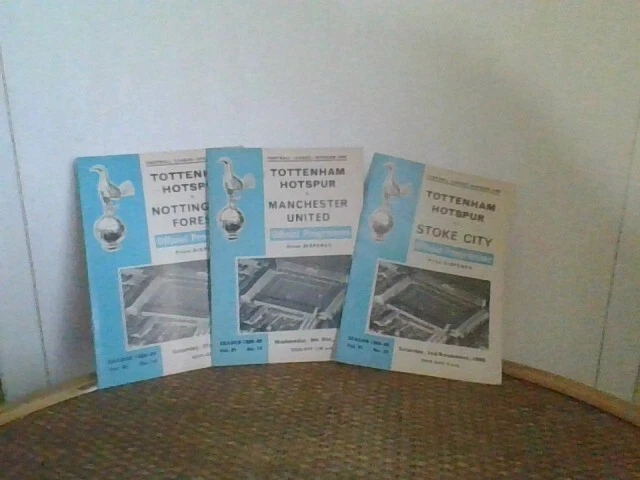 3 Tottenham programmes 1968-69 season v Nottingham Forest, Man Utd & Stoke City
