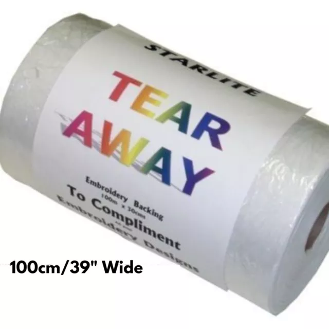 Starlite Tear Away Embroidery Backing Paper Stabilizer EXTRA WIDE 100CM 39" ROLL