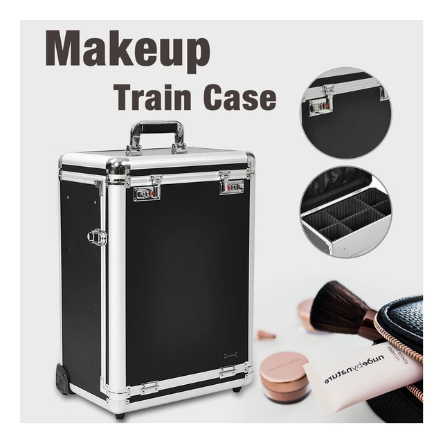 BYOOTIQUE Aluminum Rolling Makeup Case Travel Jewelry Comestic Salon Organizer