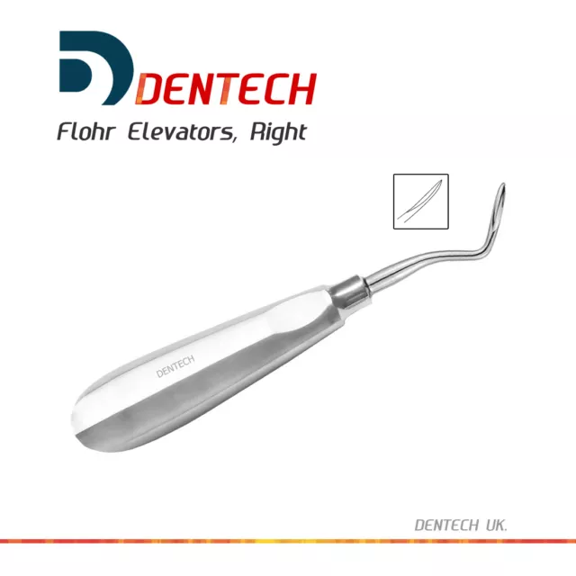 Dentech Dental Flohr Root Elevator Right Oral Surgery Instrument Stainless Steel