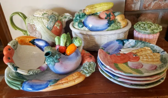 Vintage Fitz And Floyd Vegetable Garden Dish Large Dish Collection 2