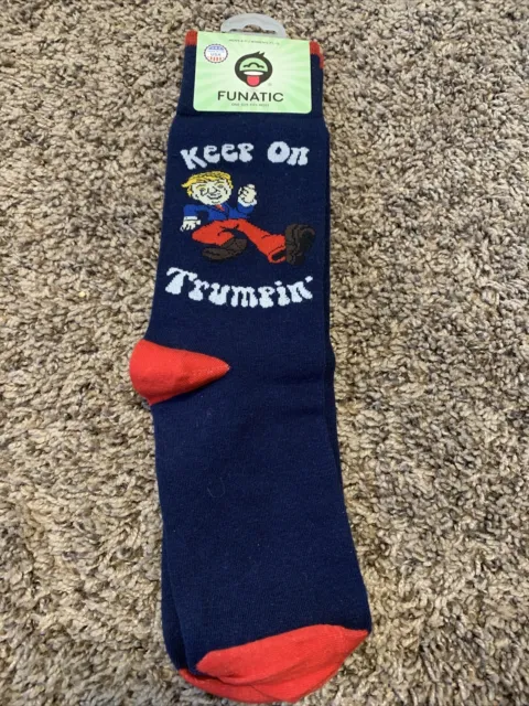 Funatic Donald Trump "Keep On Trumpin' Unisex Novelty Socks New Blue Red USA