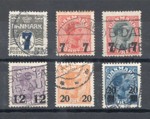 1926 – Dänemark – Überdruck mit neuem Wert, 6 Werte gebraucht