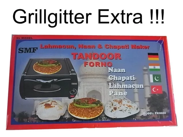 Lahmacun Naah Chapati Pane Pizza Maker TANDOOR Elektroofen + Extra Grillgitter !