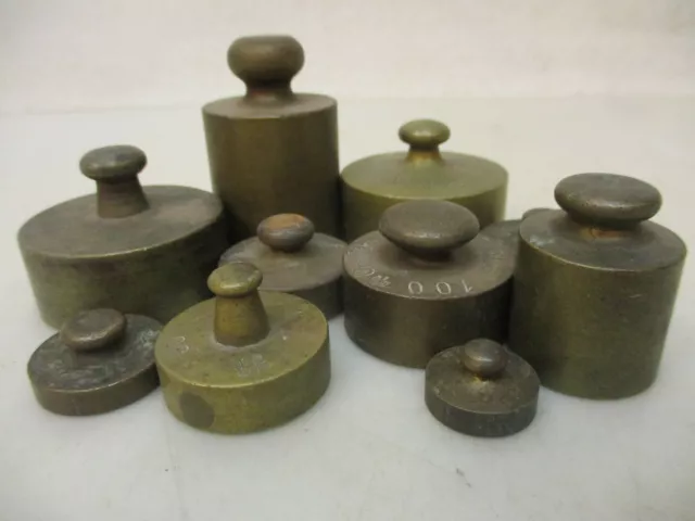 x-77997	Alte 10 St. verschiedene Messing Gewichte 10-250g,mit Gebrauchsspuren