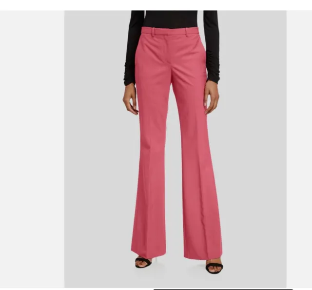 Theory Demitria Mid-Rise Flare Pants In Stretch Wool Watermelon Size 0