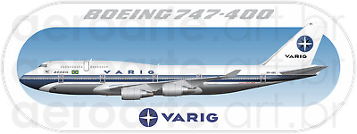 Pegatina de perfil de avión Boeing 747-400 VARIG