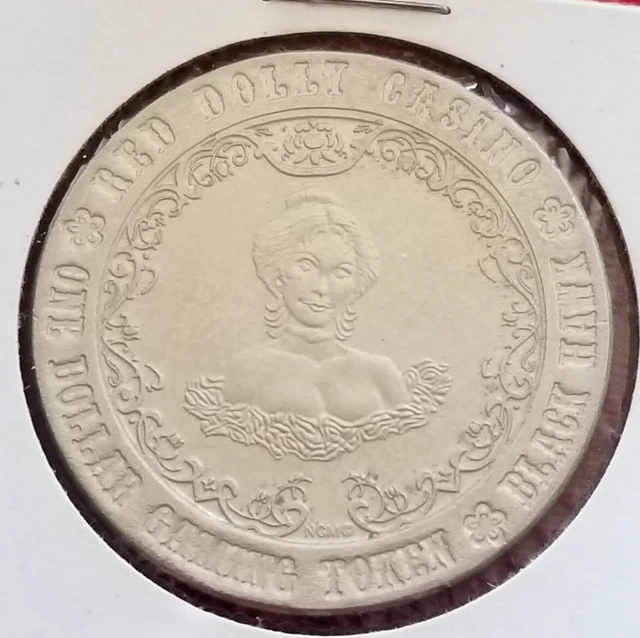 OBSOLETE! Vintage 1992 RED DOLLY CASINO (Black Hawk) $1 GAMING TOKEN