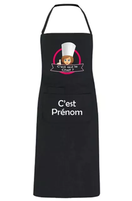 YONACREA - Tablier de Cuisine Personnalisable - C'est qui le Chef? noir - Femme