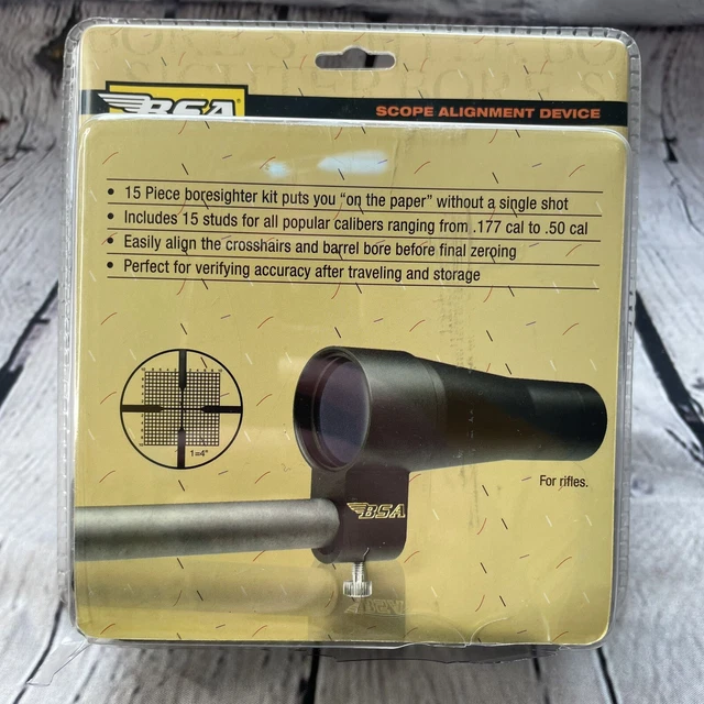 Bsa Bore Sighter Scope Alignment Device CAL .177 - .50 For Rifles BS30CP Sealed Bsa Bore Sighter Scope Alignment Device CAL .177 - .50 For Rifles BS30CP Sealed