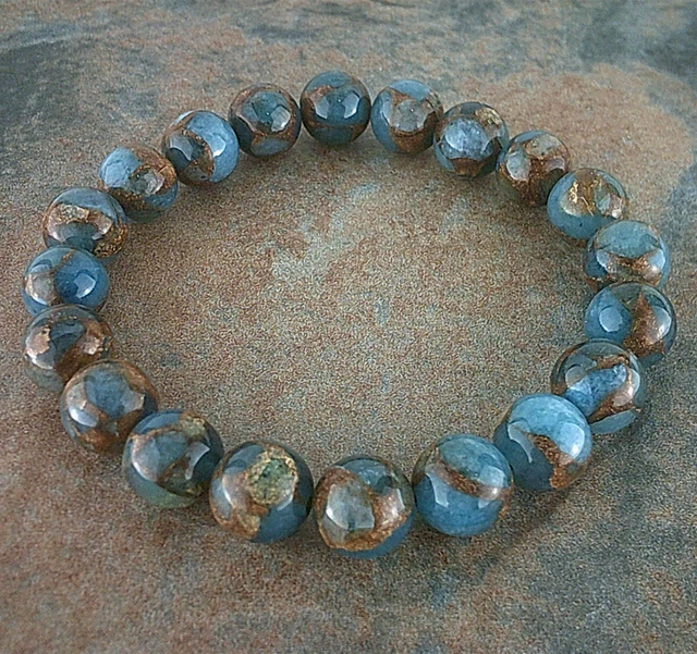 Natural 8MM Lake Blue Gemstone Bracelet Men Women Healing Stone Chakra Jewelry