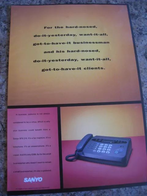 Sanyo Sfx 210 Fax Machine Phone Answerphone Advert Approx A4 File 30