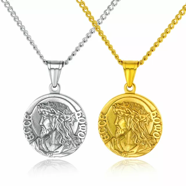 Catholic Bible Verse Prayer Necklace Virgin Mary Jesus Medal Coin Disc Pendant