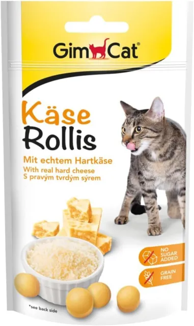 GimCat Käse Rollis - Getreidefreier und vitaminreicher Katzensnack mit echtem