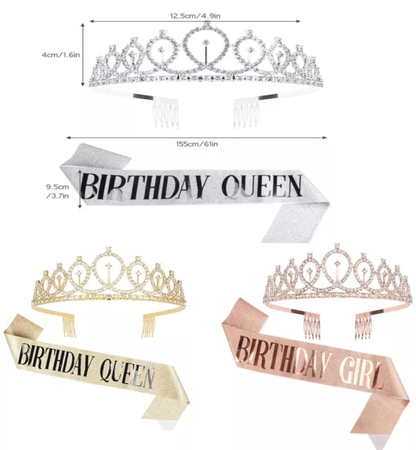 Jegwar "Birthday Queen" Tiara sash crown for Women Birthday Girls Birthday Decor