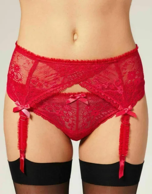 SUSPENDER BELT LACE RED TEMPTRESS GOSSARD 4 STRAP UK SIZE Medium 12-14 RRP £14