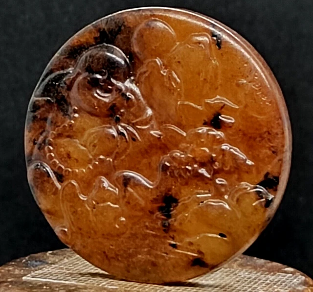 Antigua Escultura viejo Jade Hetian Paisaje colgante Artesanía China