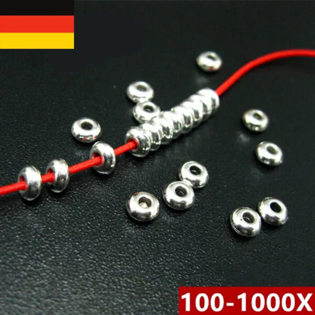 100-1000x tibetische Silber Charms DIY Spacer Perlen für Schmuckzubehör 2 mm DE