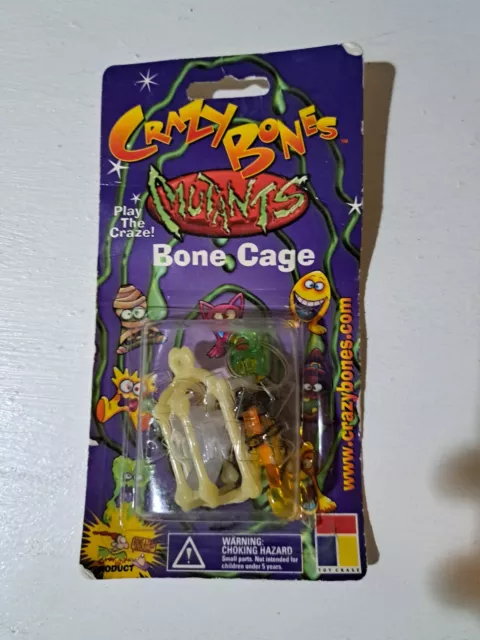 Vintage Crazy Bones Mutants Bone Cage New in Package 1999 Toy Craze Glow in Dark