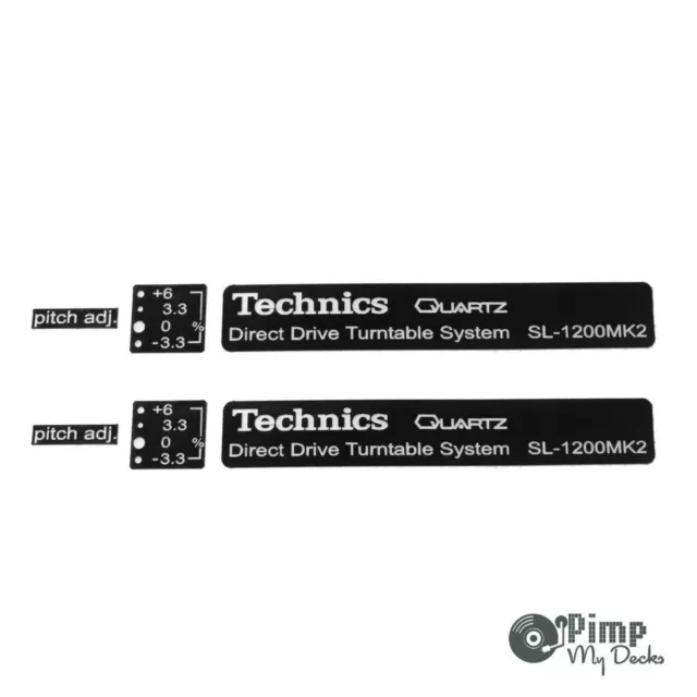 Technics Sl 1200 / 1210 Mk2 Laser Decal / Badge / Sticker Kit - Black / White