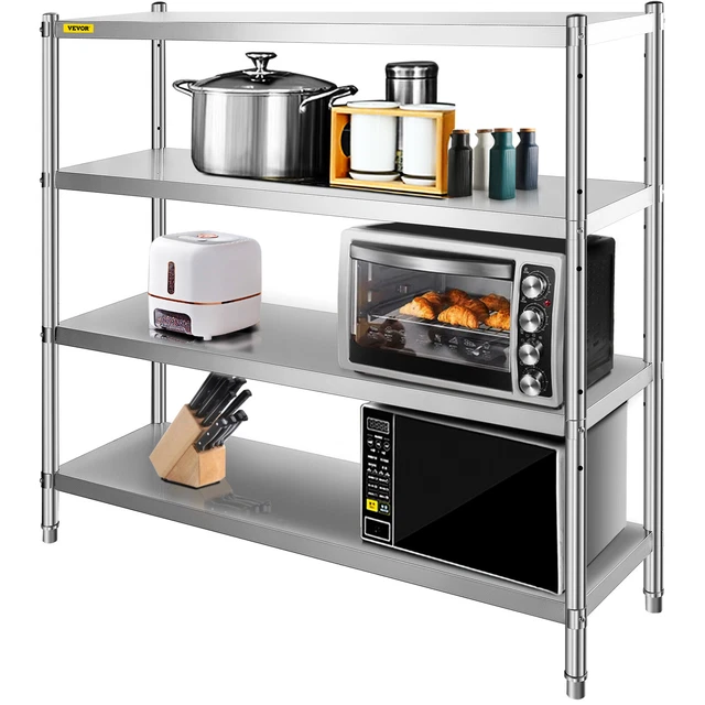 Stainless Steel Shelving Storage Unit 60"x18.5" 4 Tier Heavy Duty Commercial