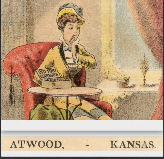 Atwood KS 1800's Reilly General Store Fort Dearborn Plug Tobacco Chew Trade Card