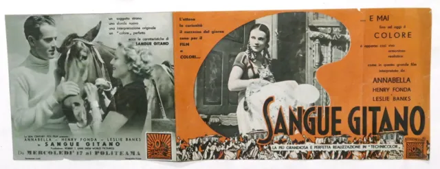 Pubblicità Cinema - Brochure film Sangue Gitano - Henry Fonda - 1937