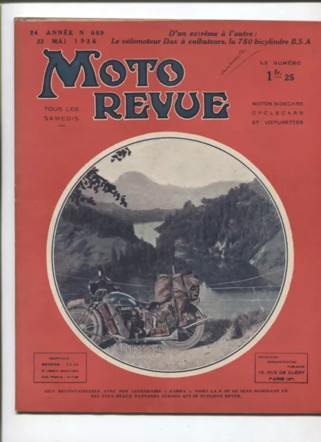 Moto Revue N°689  ; 23 mai  1936 : le baby Dax / BSA 750 bicylindre