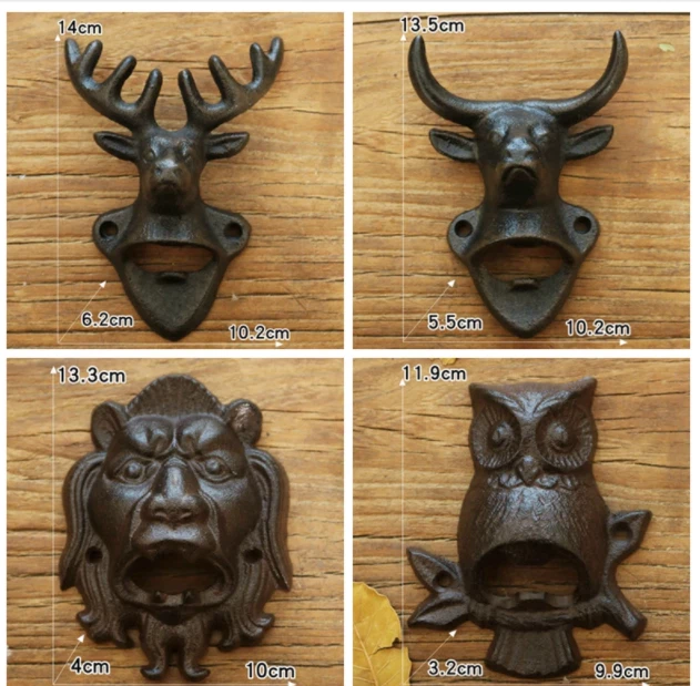 Retro Wall Bottle Opener Cast Iron Animal Wall Bottle Openers Lion Owl Deer Bull