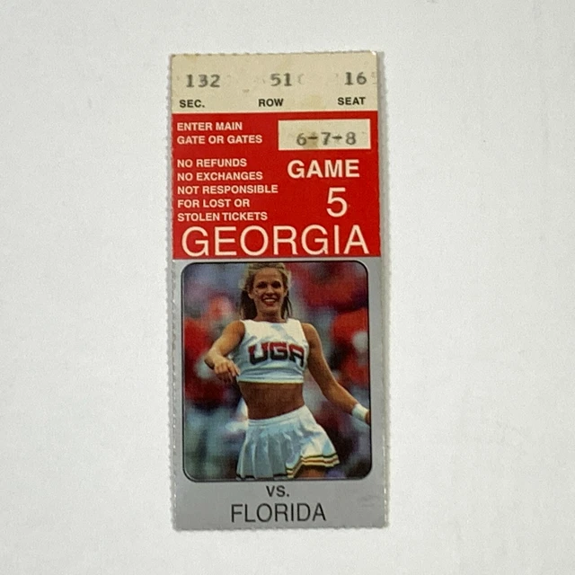 1995 Georgia Florida ONLY Game in Athens since 1932 Football Ticket UGA UF NCAA