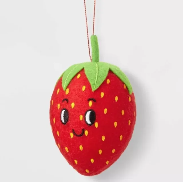 Target Wondershop Smiling Felt Strawberry SOLD OUT Christmas Tree Ornament 2022