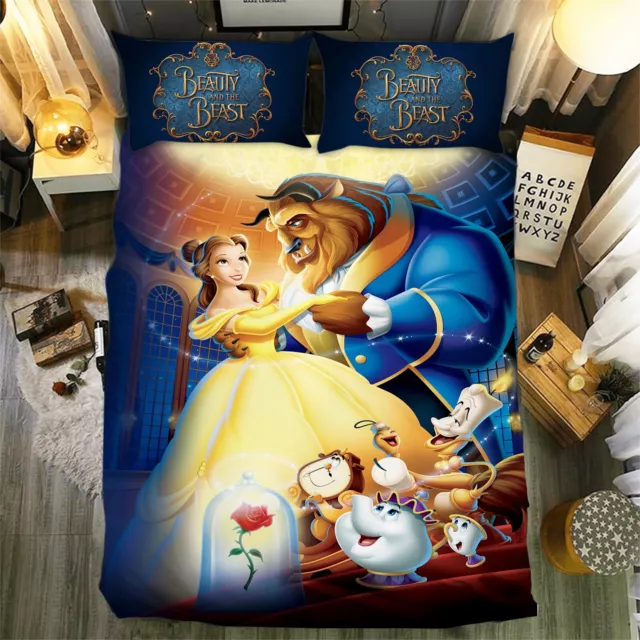 Beauty and The Beast Duvet Cover Bedding Set with Pillow Case Single Double King 2