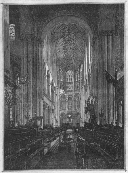 NORFOLK. Norwich. cathedral Choir, looking east 1898 old antique print picture