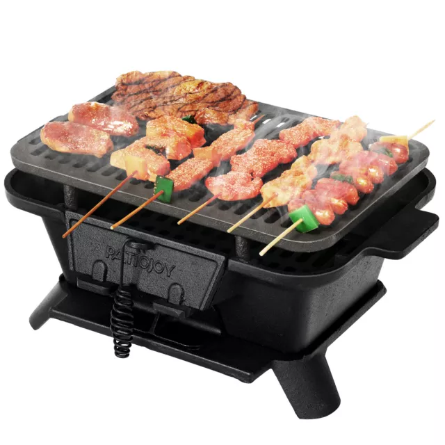 Patiojoy Heavy Duty Cast Iron Charcoal Grill Tabletop BBQ Stove Camping Picnic