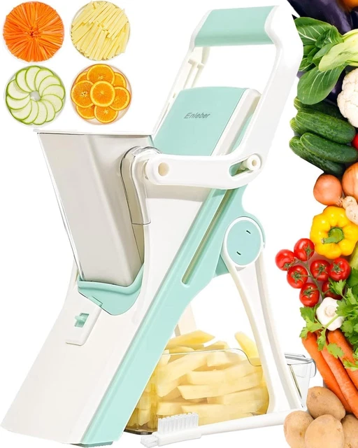 5 in 1 mandoline snijmachine voor keuken groentesnijder, groente hakmolen en frituursnijder voor kaas, ui, aardappel, wortel Julienne, met nauwkeurige verstelbaarheid groen
