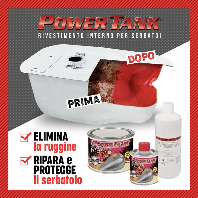 Carpuride Moto Tankerite Per Serbatoio Kit Trattamento Serbatoio Moto Power Tank - Per Riparare E Rigenerare Serbatoi Arrugginiti O Bucati, Made In Italy Trattamento Per Moto D'epoca Kit Reparar Depósito Moto - 2