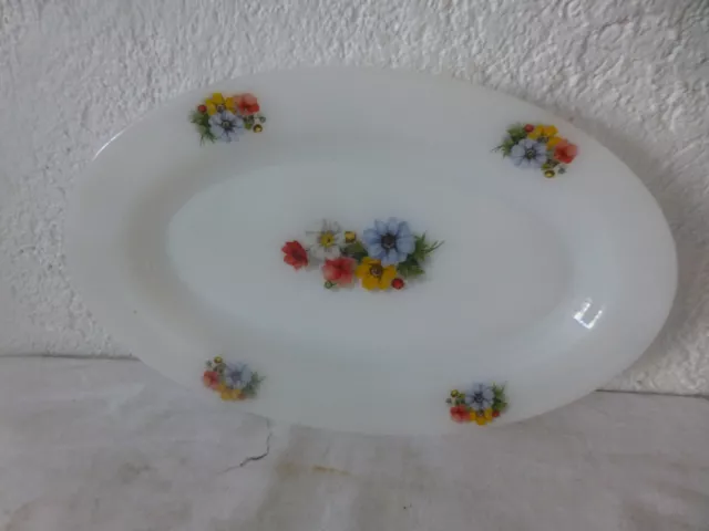 plat ovale arcopal decor fleurs vintage deco france