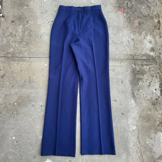 Vintage Maverick Flare Bell Bottom Pants Size 10 Made in USA Blue Poly 70s