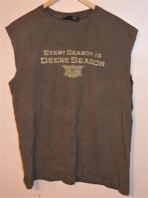 Vintage John Deere Sleeveless Brown Shirt Every Season Is Deere Season XL Men