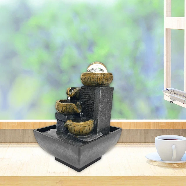 Fuente de agua de escritorio, cascada, resina, artesanía, agua corriente para