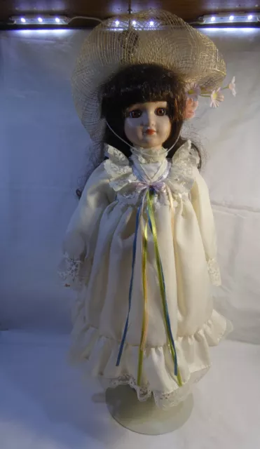 Porcelain 16”  Victorian Style Girl Doll, Limited Edition With Stand