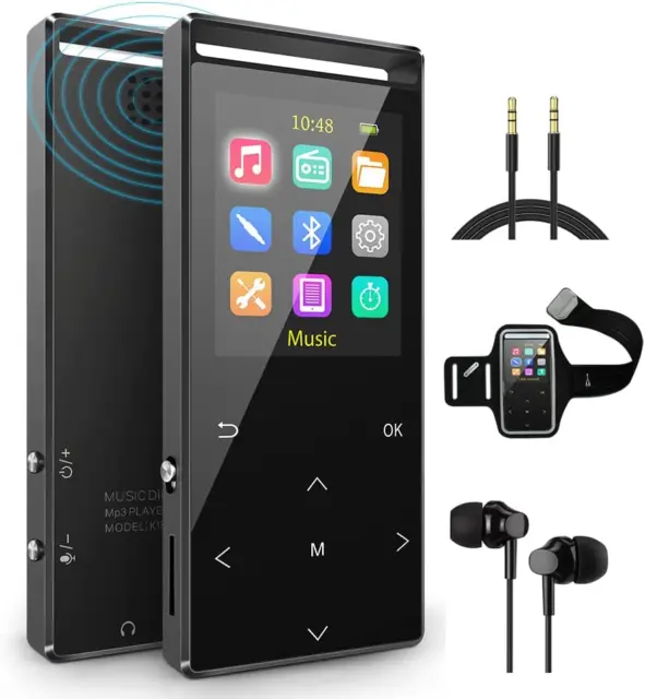 Lecteur MP3 Bluetooth 5.0 32 Go avec écran tactile complet, lecteur de  musique Hi-Fi sans perte avec boîtier en métal, avec radio FM,  haut-parleur