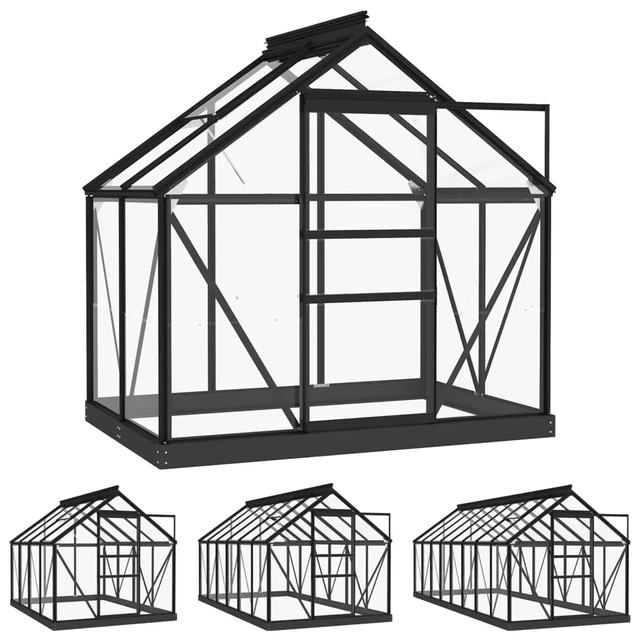 GLAS GEWÄCHSHAUS MIT Stahl Fundament Alu Treibhaus Tomatenhaus